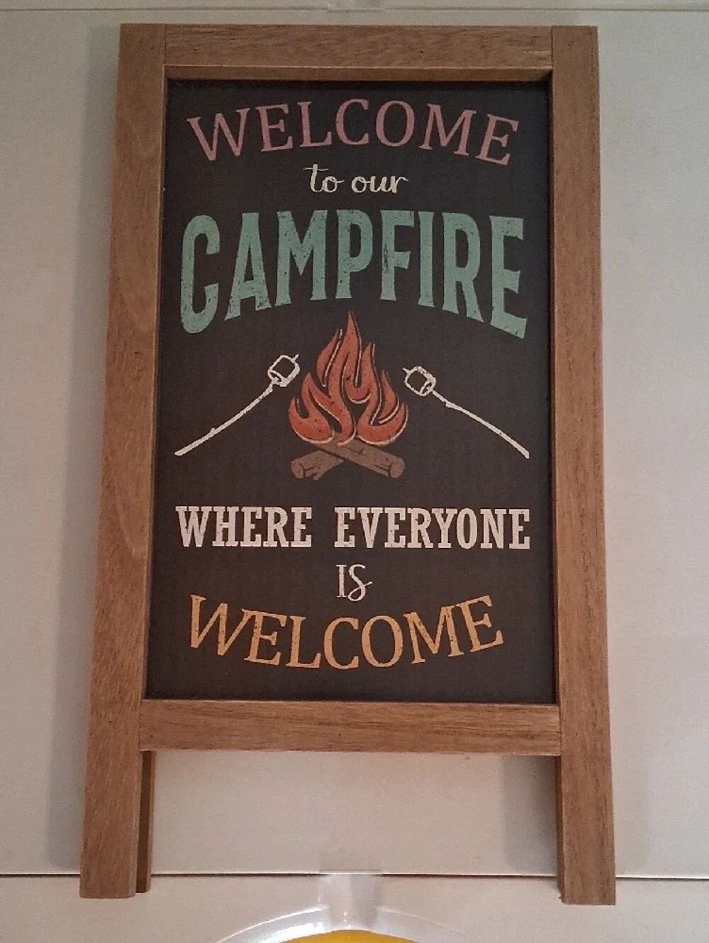 Ashland Welcome to Our Campfire Framed Sign - Teal, Pink, Orange, Brown - Picture 5 of 7